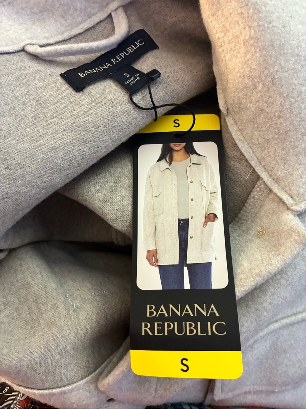 Banana Republic Shirt Jacket Oversized Snap Front Pocketed Sand S - Picture 6 of 7